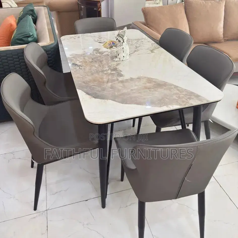 Custom Marble Dining Table and Chairs