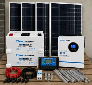4KVA Cworth Hybrid Inverter + 2 Lithium Batteries + 4 Solar Panels
