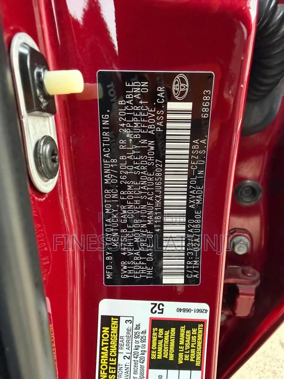Toyota Camry SE (2.5L 4cyl 8A) 2019 Red