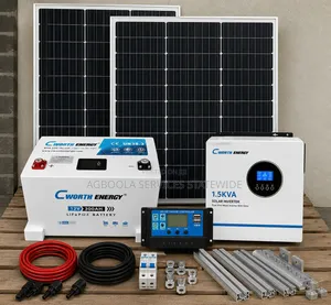 1.5KVA Cworth Hybrid Inverter + 1 Lithium Battery + 2 Solar System ⚡