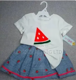 Girls’ Cute CAT AND JACK Watermelon T-Shirt & Flared Skirt 2-Piece Set