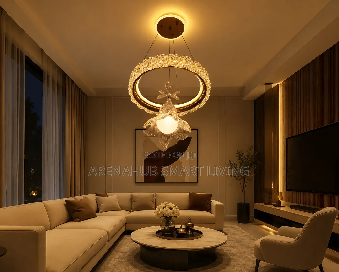 Modern Crystal LED Pendant Light Luxury Flower Ceiling Light