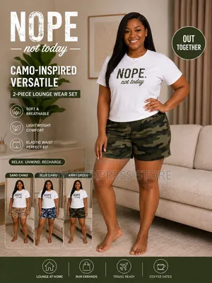 Nope-Not-Today Camo-Inspired Versatile 2-Piece Lounge Wear Set