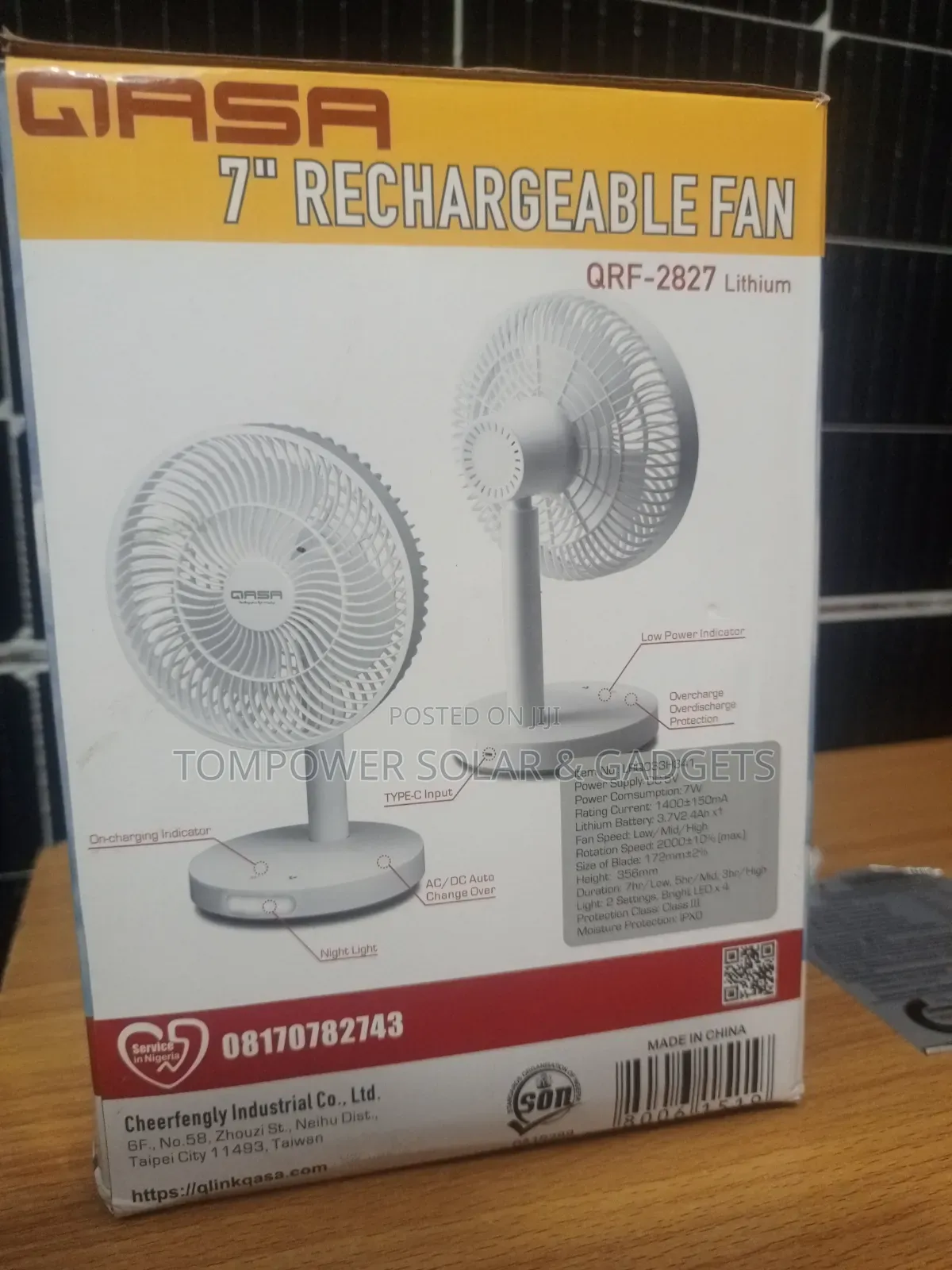 Table Top Rechargeable Fan