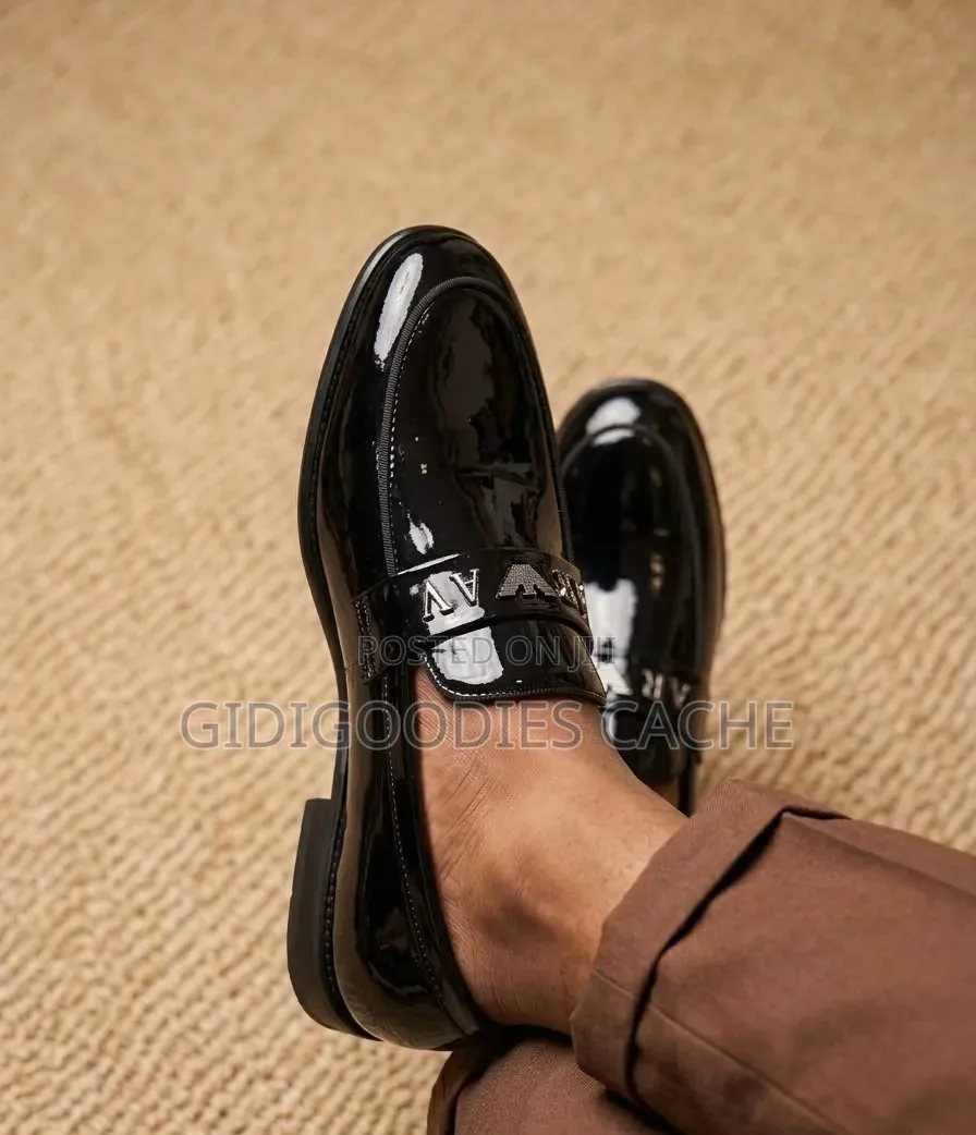 Black Patent Textured Loafers Size 40-45