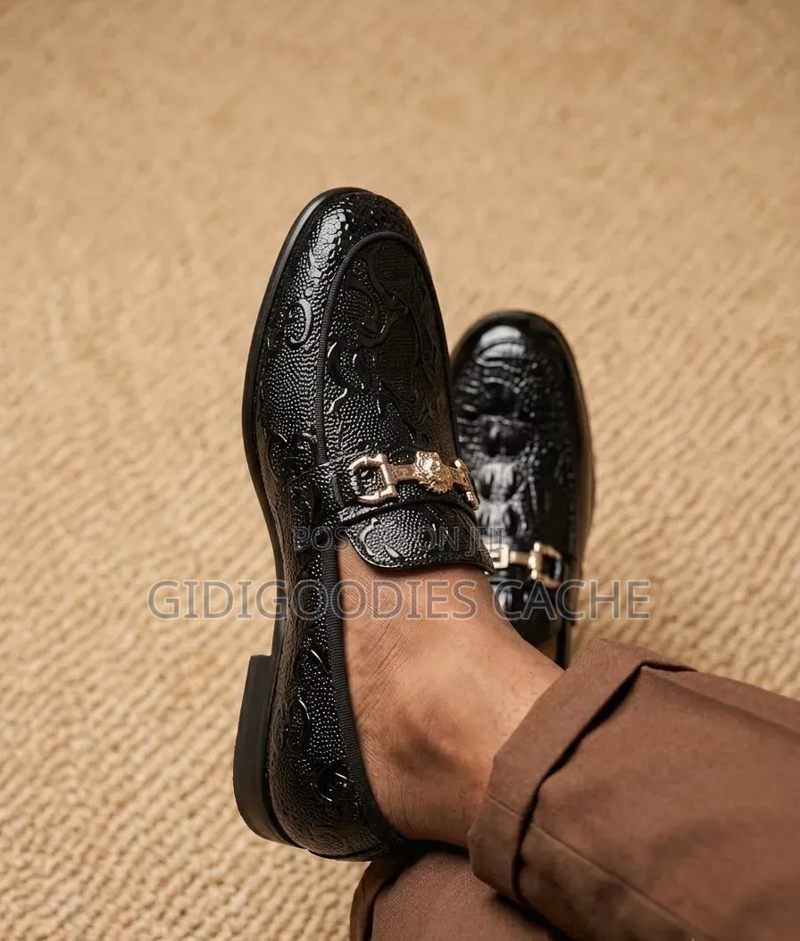 Black Patent Textured Loafers Size 40-45