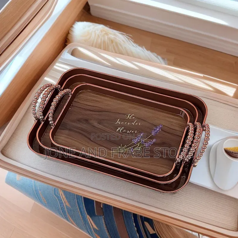 3 IN 1 Fruit Tray Set Imitation Wood Grain