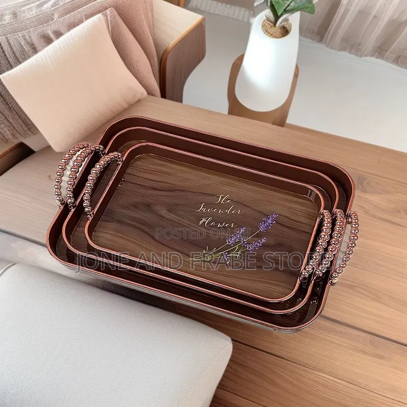 3 IN 1 Fruit Tray Set Imitation Wood Grain