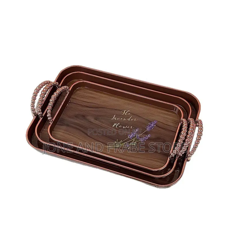 3 IN 1 Fruit Tray Set Imitation Wood Grain