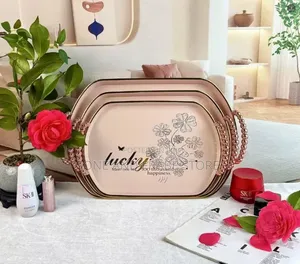 3 Sets Acrylic Serving Trays With Golden Hand