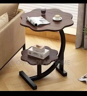 Uxury 2-Layer Flower Accent Table – C-Shaped Bedside Couch Table