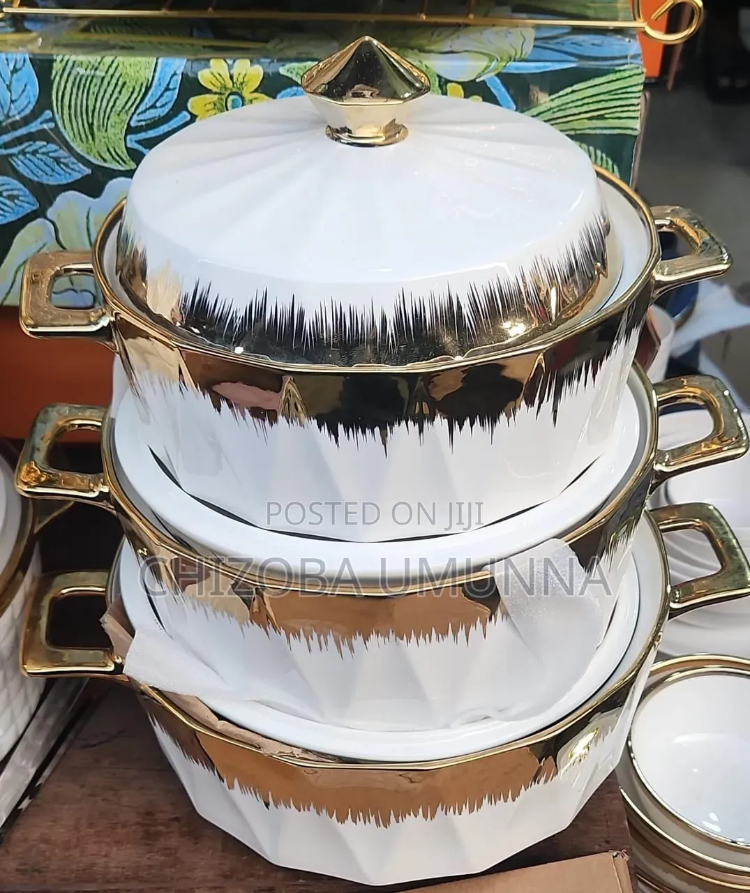 3 PCS Gold and White Dish