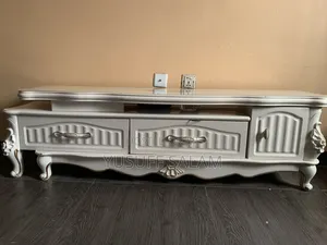 Luxury White Marble TV Console / TV Stand With Drawers