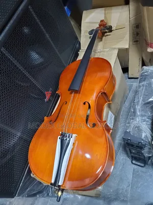 Acoustic Cello With a Glossy Amber-Orange Varnish Finish.