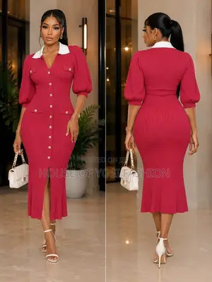 Wine Red Shirt Dress – Peter Pan Collar Puff Sleeves