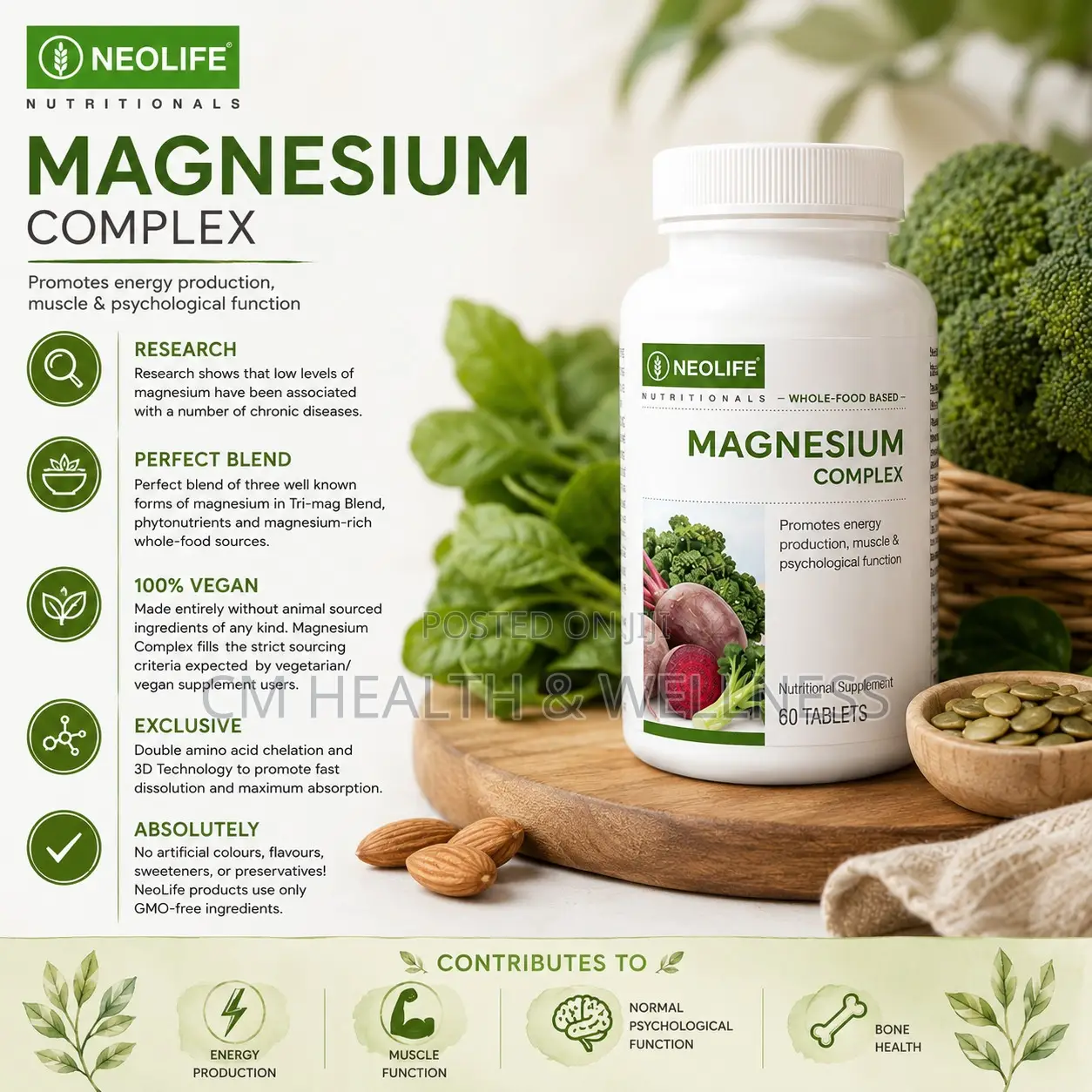 Magnesium Complex 60 Tablets Whole Food Nutritional Supplement