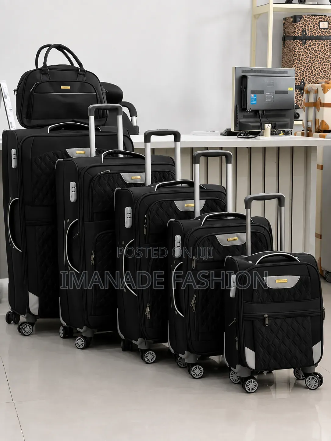 Premium 5-Piece Soft Luggage Set – Black