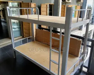 Double Layer Metal Bunk Bed With Ladder & Safety Rails