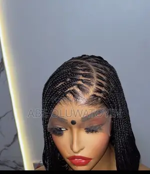 Box Braided Wig With C Parting