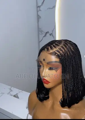 Box Braided Wig With C Parting