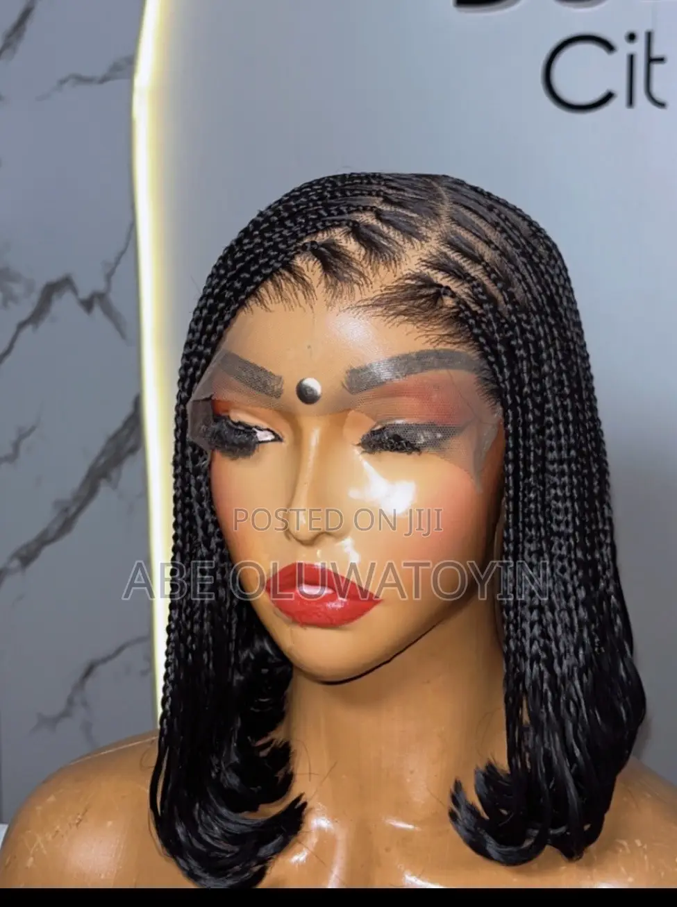 Box Braided Wig With C Parting
