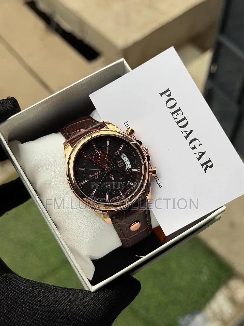 Poedagar Luxury Leather Chronograph Watch