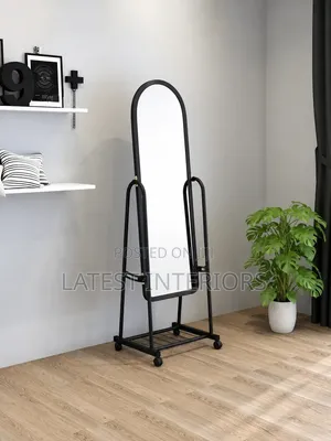 Movable Standing Dressing Mirror With Storage Shelf