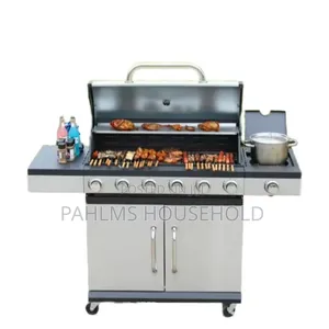 Outdoor 6-Burner Gas BBQ Grill With Side Cooker