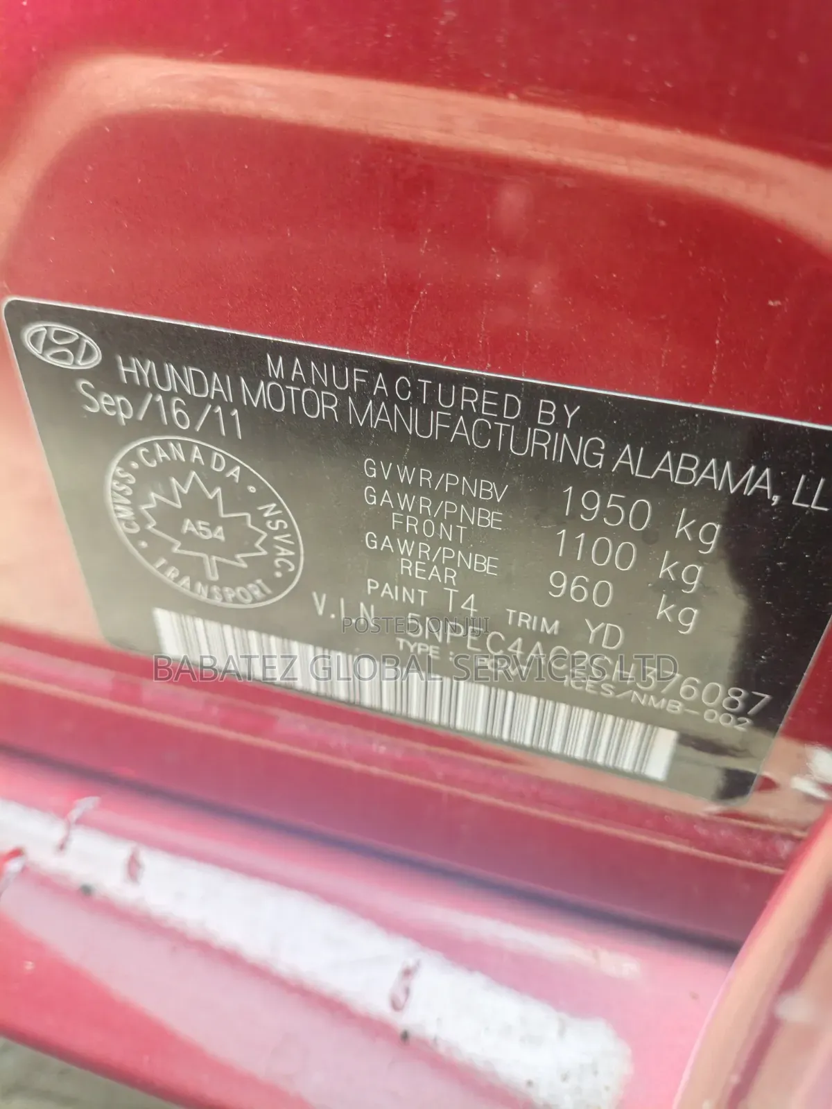 Hyundai Sonata 2012 Red