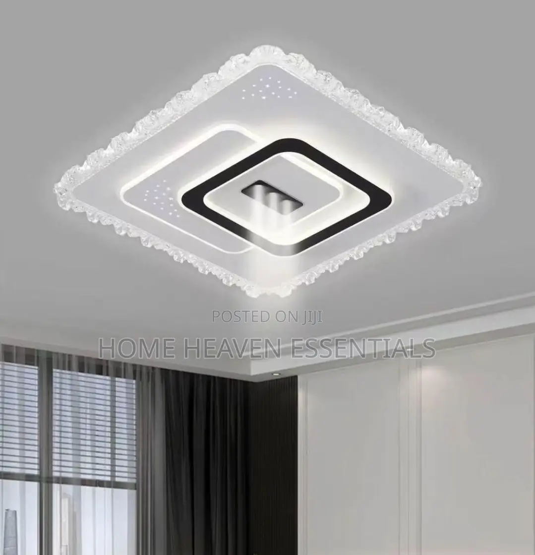 Bedroom Led Chandelier Light Black White Square Modern Ceiling Light