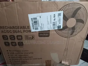 Rechargeable Standing Solar Fan With Two Bulb.