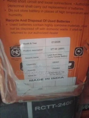 Qurnntun Tubular Battery 240ah 12v Available