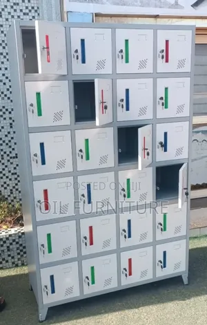 28-Door Metal Storage Locker Cabinet With Individual Keys
