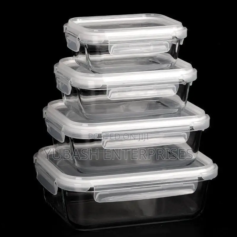 4in1 Lock Fresh Glass Bowl Set With Plastic
