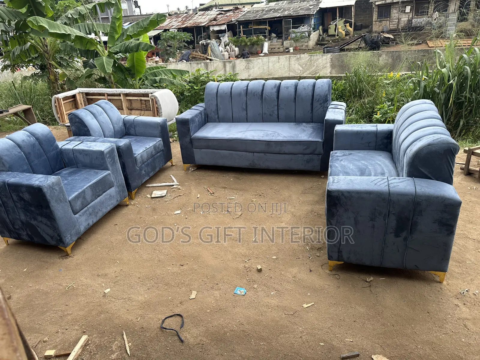 Living Room 7 Seater Grey Sofa