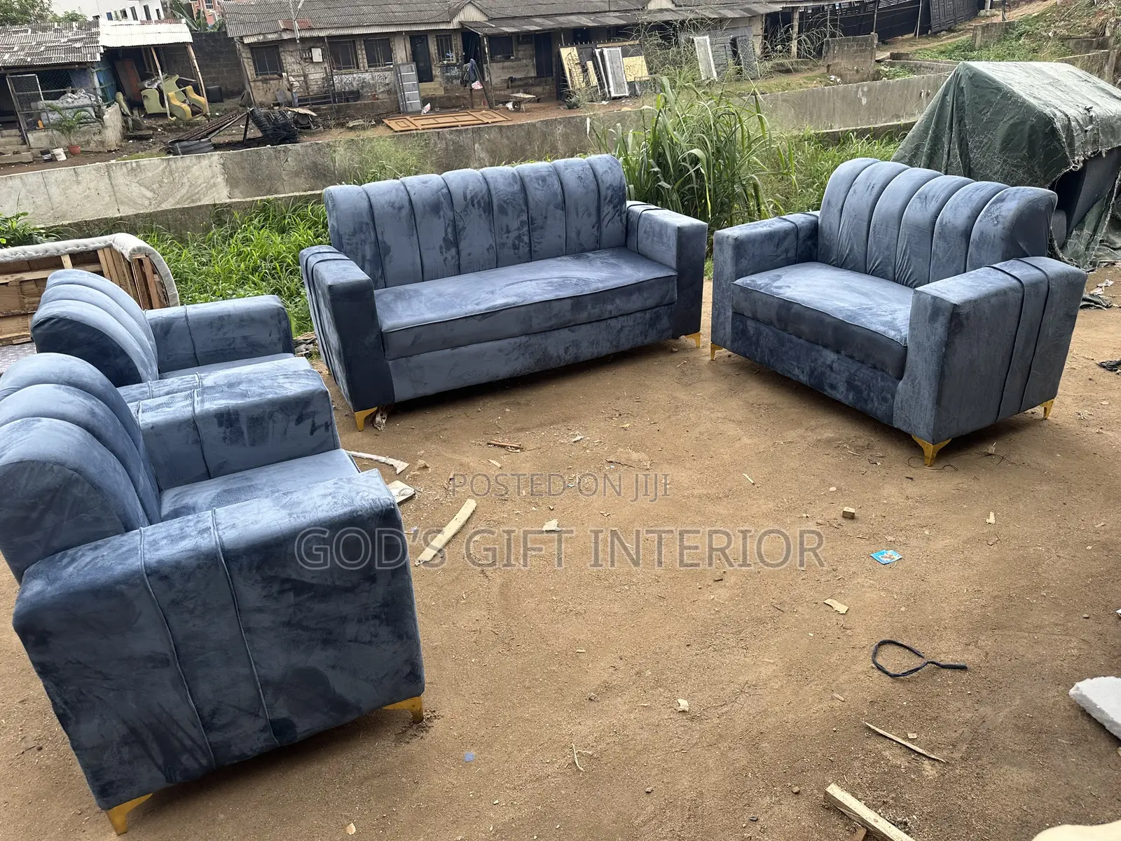 Living Room 7 Seater Grey Sofa