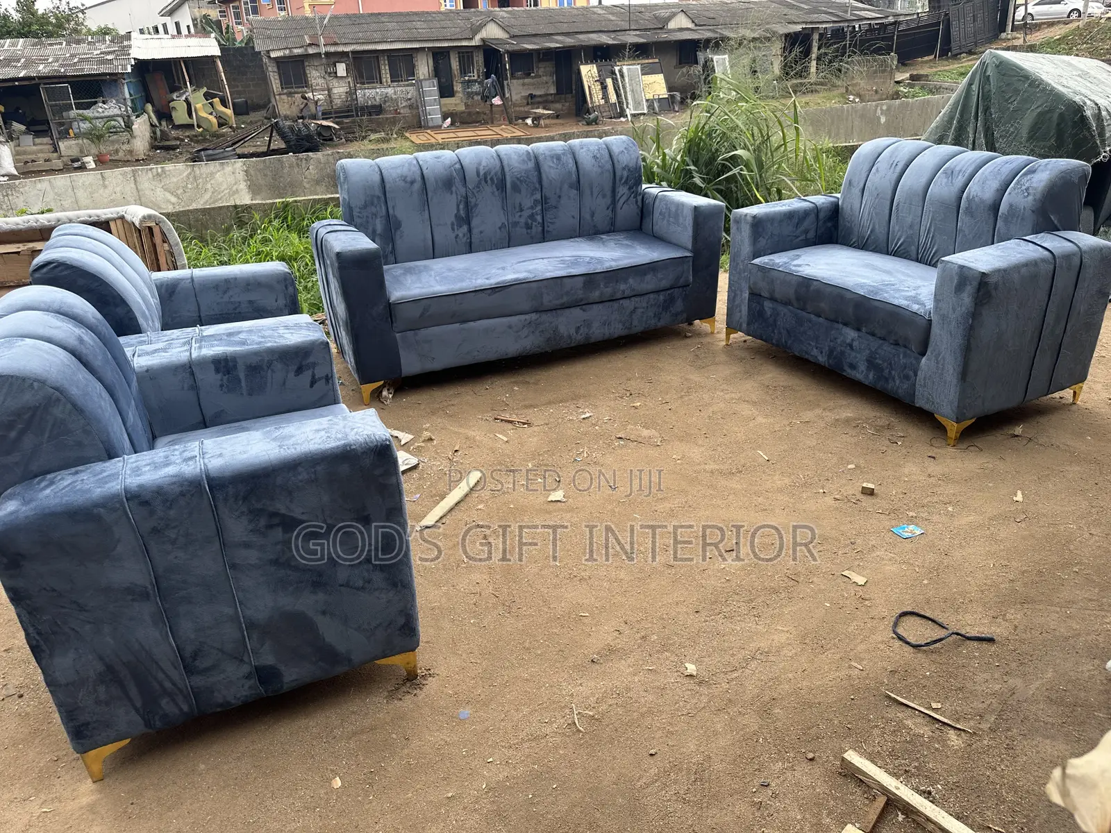 Living Room 7 Seater Grey Sofa