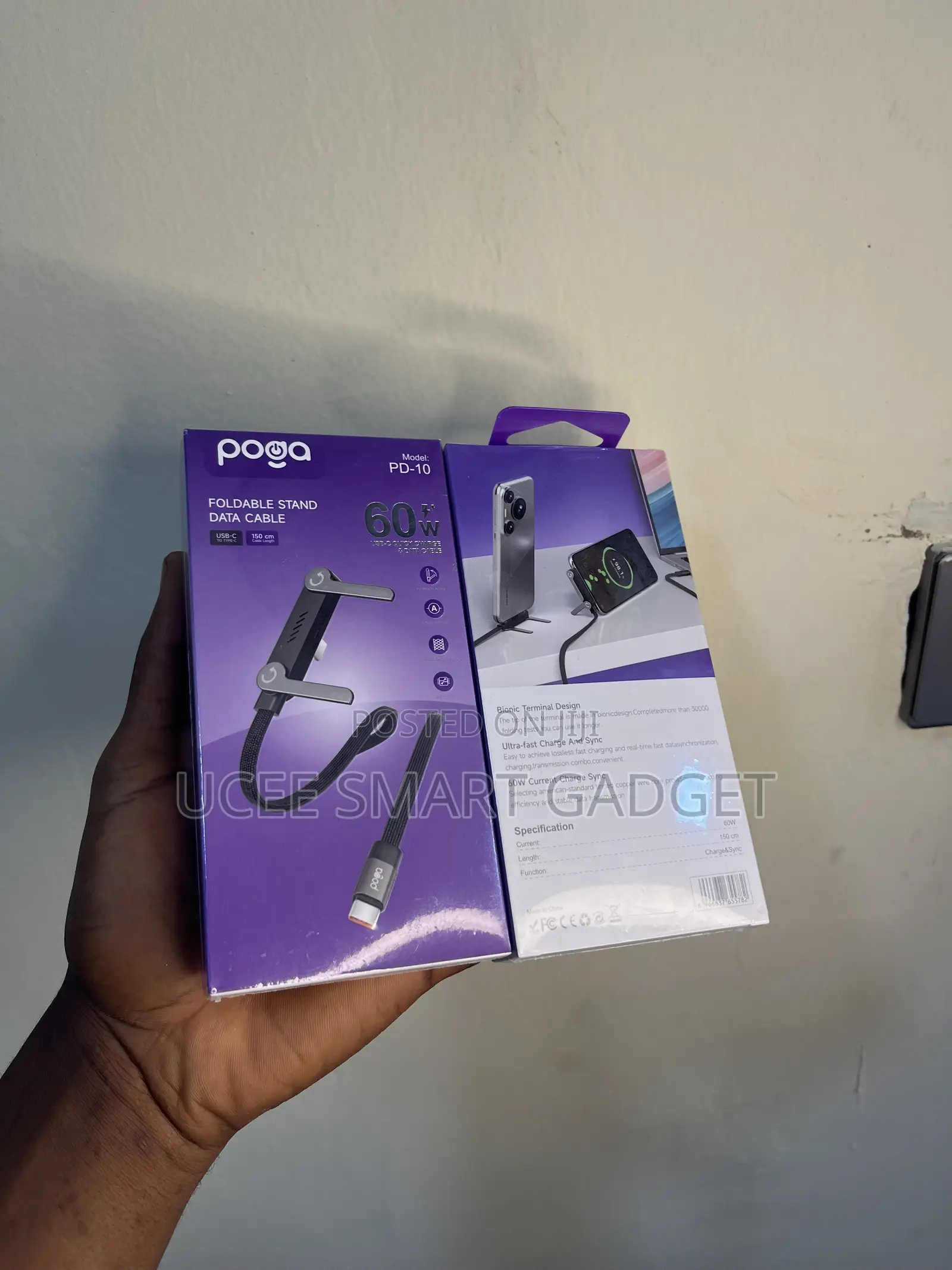 Poga Foldable Stand Data Cable 65w