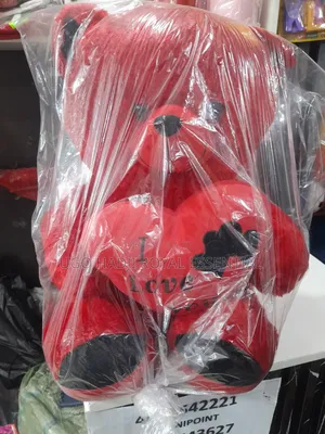 Fluffy Red Teddy Bear With "I Love You" Heart (Medium/Large Size)