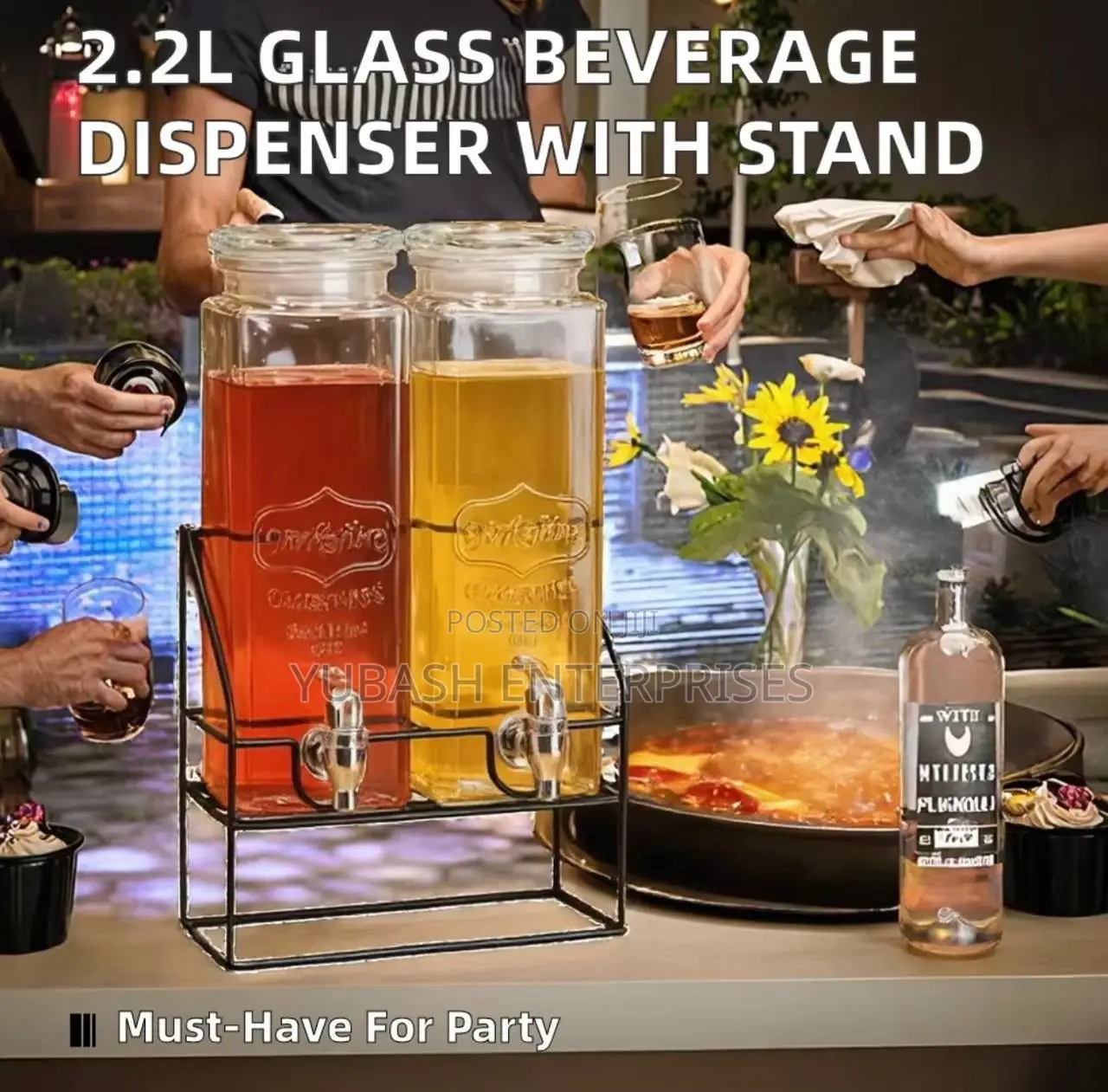 Thickened 2pcs Glass Juice Dispenser With Stand