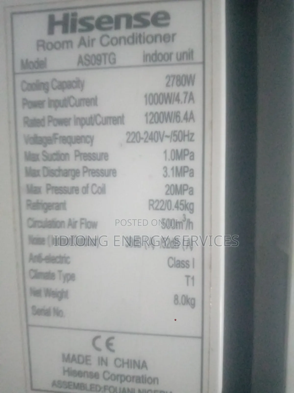 AC Hisense 1hp Split With Complete Kits