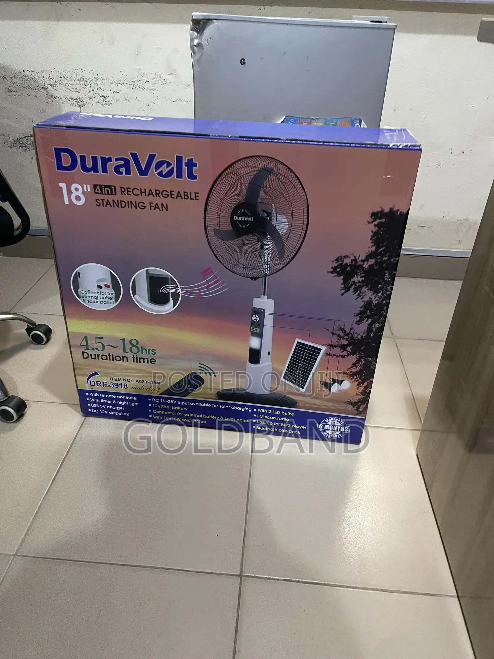 Duravolt 18 Inch Rechargeable Utility Fan