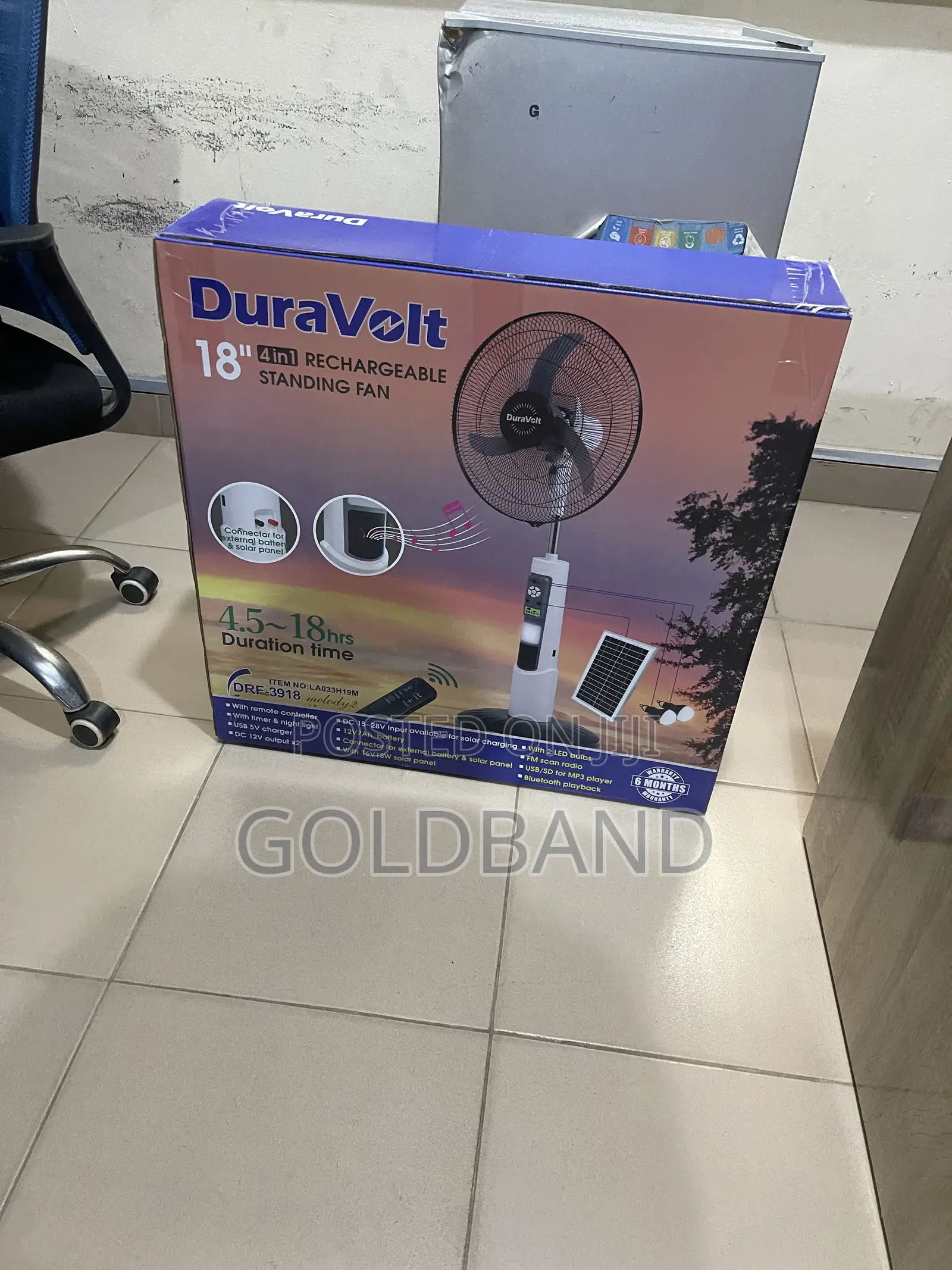 Duravolt 18 Inch Rechargeable Utility Fan