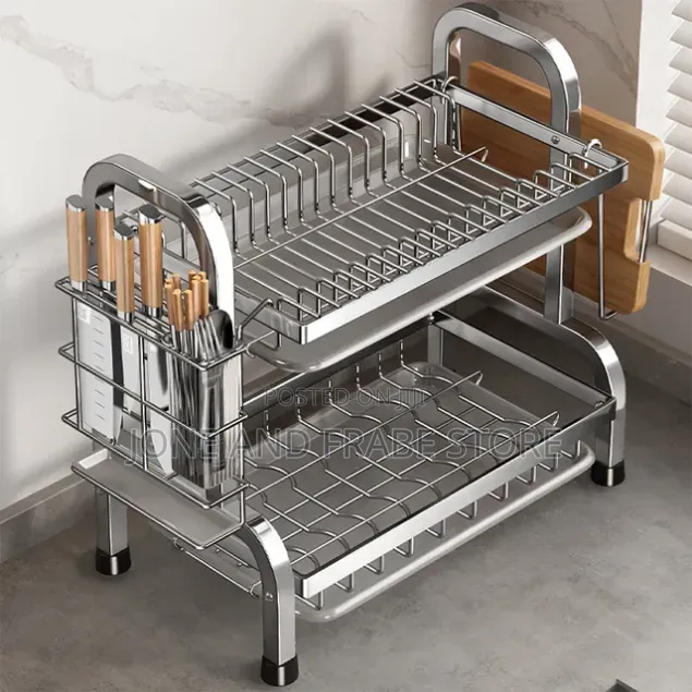2 Layers Tiers Non Rush Stainless Steel Dish Rack