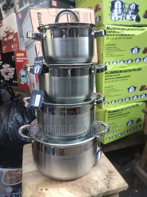 4 Set Stainless Pot With Glass Lid