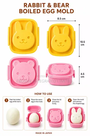 Japanese Rabbit & Bear Boiled Egg Shaping Mold – 2 Pieces