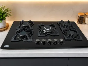 REVITA 5-Burner Gas Cooker – Premium Black Glass Built-in Hob