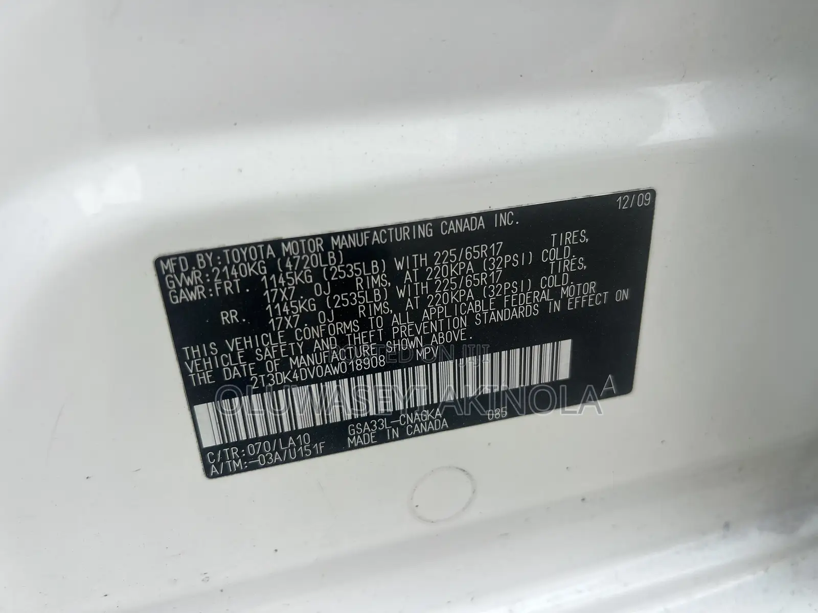 Toyota RAV4 2011 White