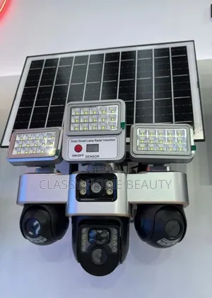 Triple-Lens Solar Street Light With Integrated Security CCTV Camera—