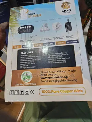 Lion Electric Solar Rechargeable Fan 12inchs
